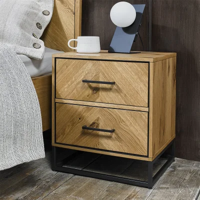 Arighi Bianchi Birchwood Rustic Oak 2 Drawer Nightstand