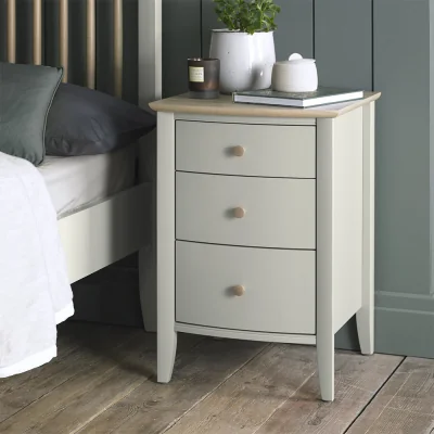 Arighi Bianchi Runswick Scandi Oak & Soft Grey 3 Drawer Nightstand