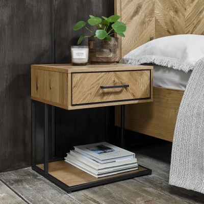 Arighi Bianchi Birchwood Rustic Oak 1 Drawer Nightstand