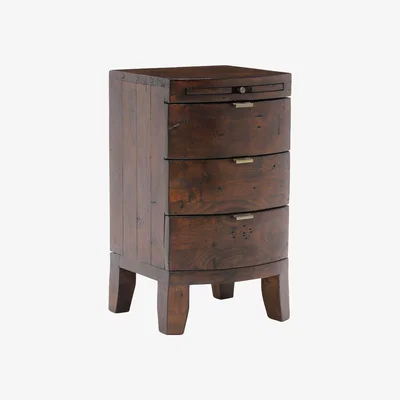 Barker and Stonehouse Navajos 3 Drawer Bow Front Bedside Table, Brown | Barker & Stonehouse