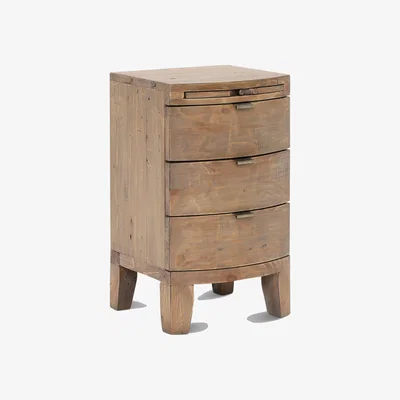 Barker and Stonehouse Rye 3 Drawer Bow Front Bedside Table, Neutral | Barker & Stonehouse