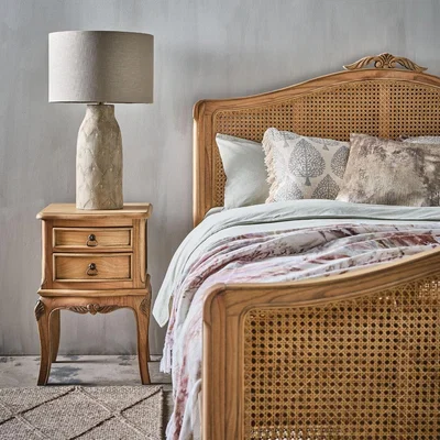 Barker and Stonehouse Lille Wooden 2 Drawer Bedside Table, Natural Mindi