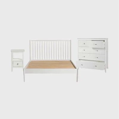 Barker and Stonehouse Springwell Bedroom Set Table, White Wood | Barker & Stonehouse