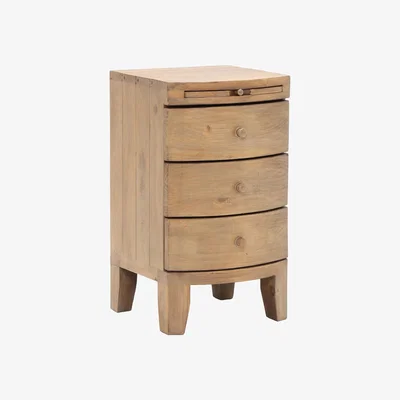 Barker and Stonehouse Lewes 3 Drawer Bow Front Bedside Table, Neutral | Barker & Stonehouse