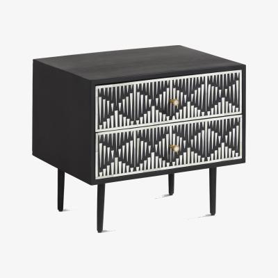 Barker and Stonehouse Vivian 2 Drawer Bedside Table, Black | Barker & Stonehouse