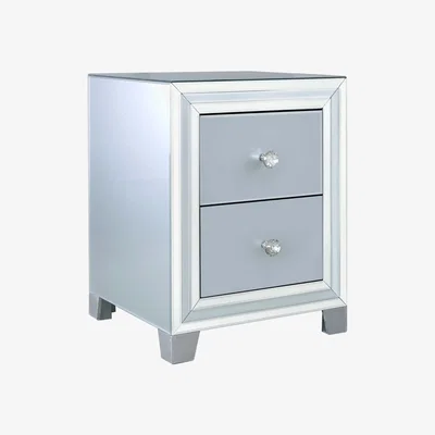 Barker and Stonehouse Quartz 2 Drawer Bedside Cabinet, Grey Glass and Mirror