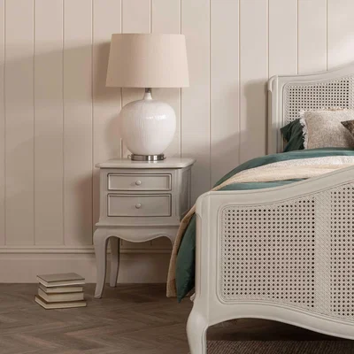 Barker and Stonehouse Calista 2 Drawer Bedside Table, White Wood | Barker & Stonehouse
