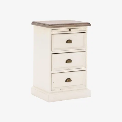 Barker and Stonehouse Carisbrooke Reclaimed Wood 3 Drawer Bedside Cabinet, Stucco White