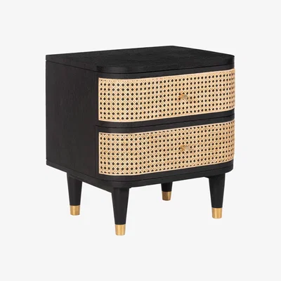 Barker and Stonehouse Nyx 2 Drawer Bedside Table, Black | Barker & Stonehouse