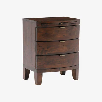 Barker and Stonehouse Navajos Reclaimed Wood 3 Drawer Wide Bedside Chest, Chestnut
