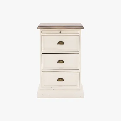 Barker and Stonehouse Carisbrooke Reclaimed Wood 3 Drawer Bedside Cabinet, Stucco White