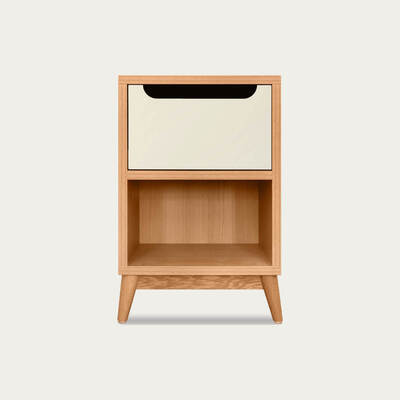 Bombinate.com Off White Unik Bedside Table - Natural Oak