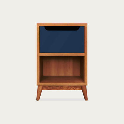 Bombinate.com Navy Unik Bedside Table - Honey Oak