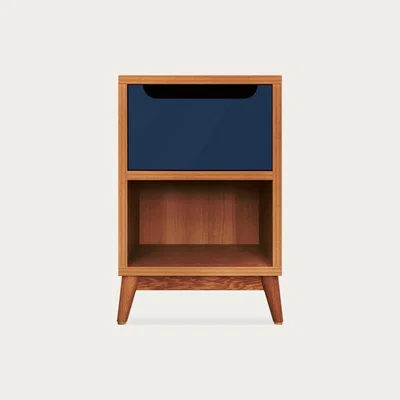 Bombinate.com Navy Unik Bedside Table - Honey Oak