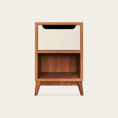 Bombinate.com Off White Unik Bedside Table - Honey Oak