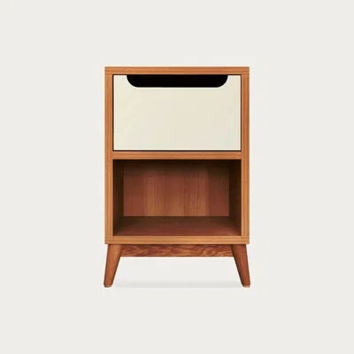 Bombinate.com Off White Unik Bedside Table - Honey Oak