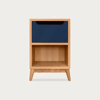 Bombinate.com Navy Unik Bedside Table - Natural Oak