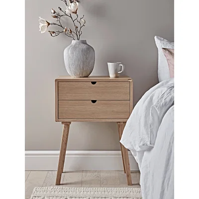 Cox and Cox Two Drawer Oak Bedside Table