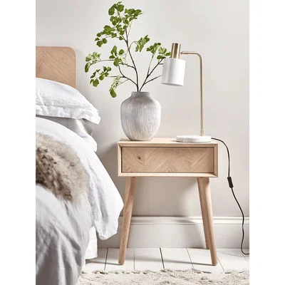 Cox and Cox Chevron Oak Bedside Table