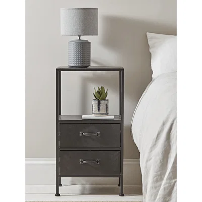 Cox and Cox NEW Industrial Two Drawer Bedside Table