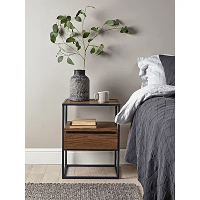 Cox and Cox Industrial Wooden Bedside Table