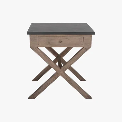 Cox and Cox Distressed Cross Leg Bedside Table