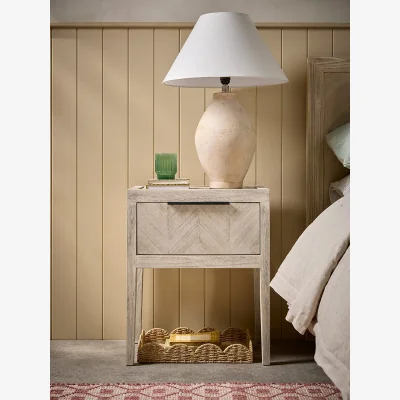 Cox and Cox Tova Limewashed Bedside Table