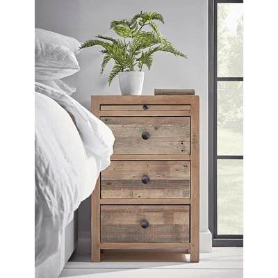 Cox and Cox Loft Three Drawer Bedside Table