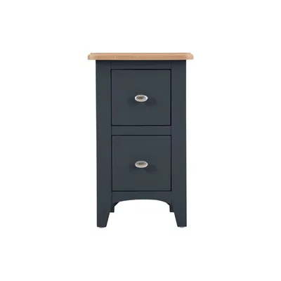 Chiltern Oak Furniture Gloucester Midnight Grey Painted Oak Narrow 2 Drawer Bedside Table