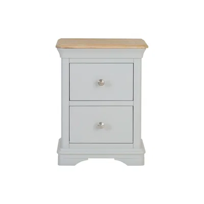 Chiltern Oak Furniture Ashbourne Grey Painted 2 Drawer Large Bedside Table