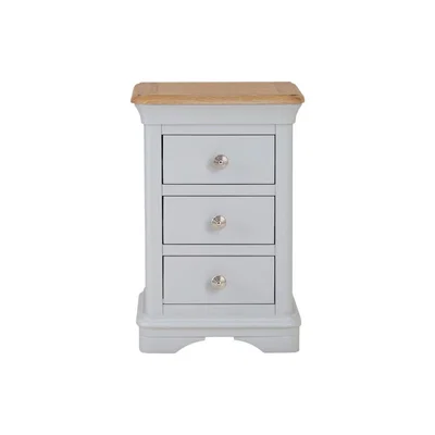 Chiltern Oak Furniture Ashbourne Grey Painted 3 Drawer Narrow Bedside Table