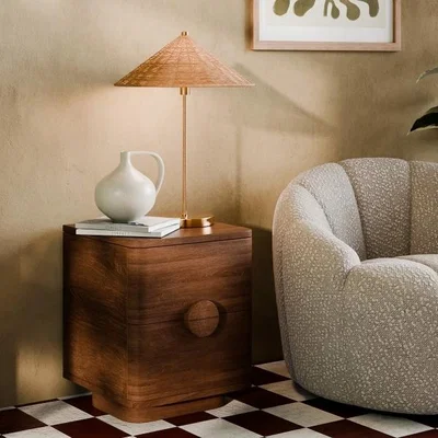 Cult Furniture Claude 2 Drawer Bedside Table, Dark Mango Wood