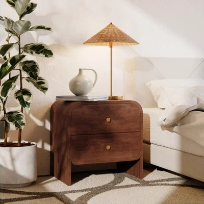 Cult Furniture Cubitt 2 Drawer Bedside Table, Dark Mango Wood