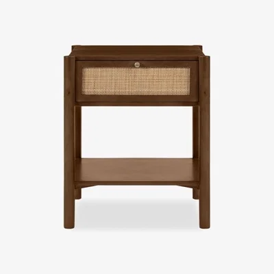 Cult Furniture Bourton 1 Drawer Bedside Table, Dark Mango Wood & Cane