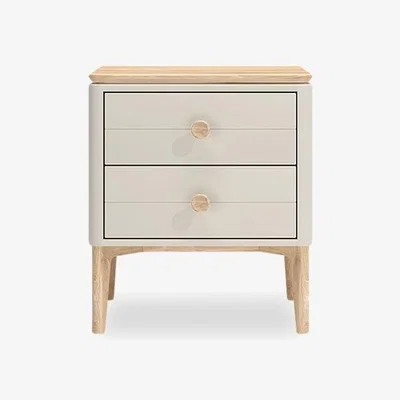 Cult Furniture Mabel 2 Drawer Bedside Table, Light Oak & Taupe
