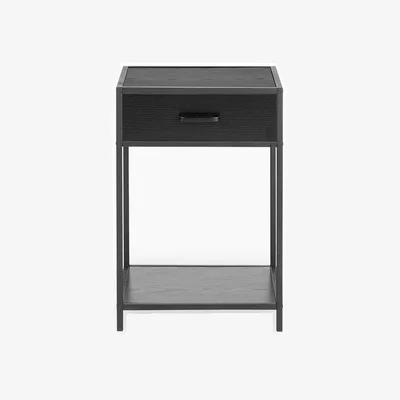 Cult Furniture Seaford Bedside Table, Black Ash Effect
