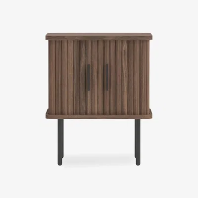 Cult Furniture Mika Storage Bedside Table, Walnut & Black