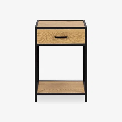 Cult Furniture £10 Off Seaford Bedside Table, Oak Effect & Black
