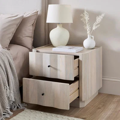 Dunelm Willa 2 Drawer Bedside Table Off-White