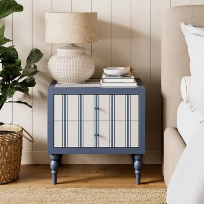 Dunelm Petit Folkstone Stripe Wide 2 Drawer Bedside Table