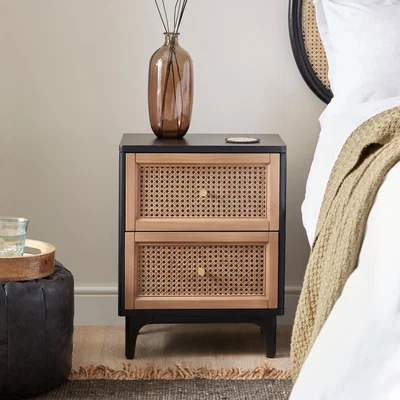 Dunelm Franco 2 Drawer Bedside Table Black