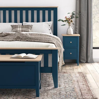 Dunelm Marlow Narrow Bedside Table Navy