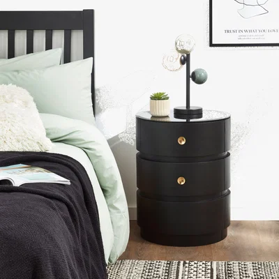 Dunelm Azula 2 Drawer Bedside Table Black