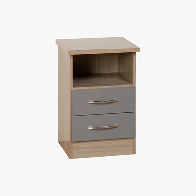 Dunelm Nevada 2 Drawer Grey Bedside Table Grey