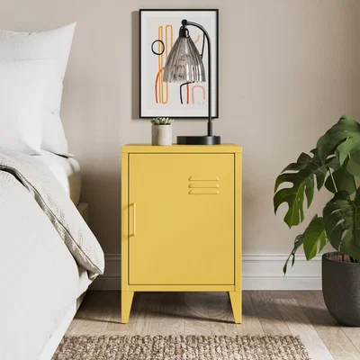 Dunelm Helga Metal Bedside Table Yellow