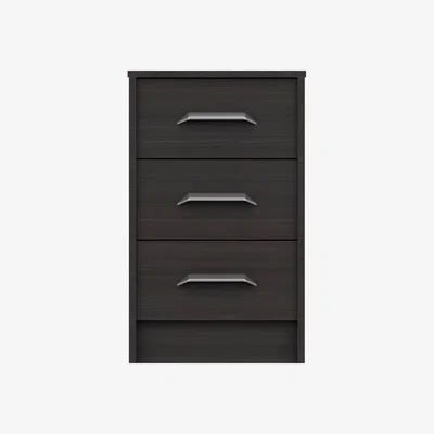 Dunelm Florine 3 Drawer Bedside Table Black