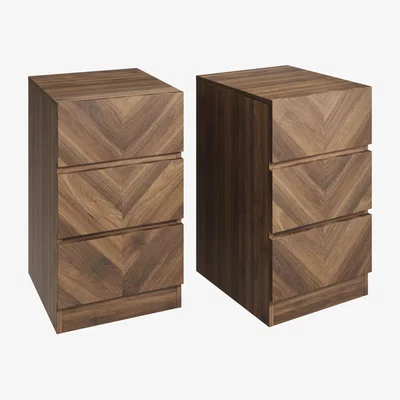 Dunelm Set of 2 Taranto 3 Drawer Bedside Tables, Walnut Brown