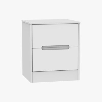 Dunelm Monaco White 2 Drawer Bedside Cabinet White