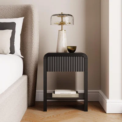 Dunelm Marny 1 Drawer Bedside Table Black