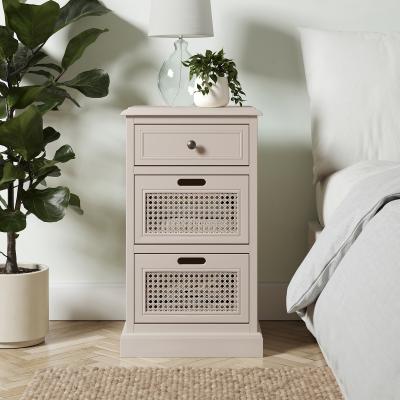 Dunelm Lucy Cane 3 Drawer Bedside Table Lucy Cane Natural